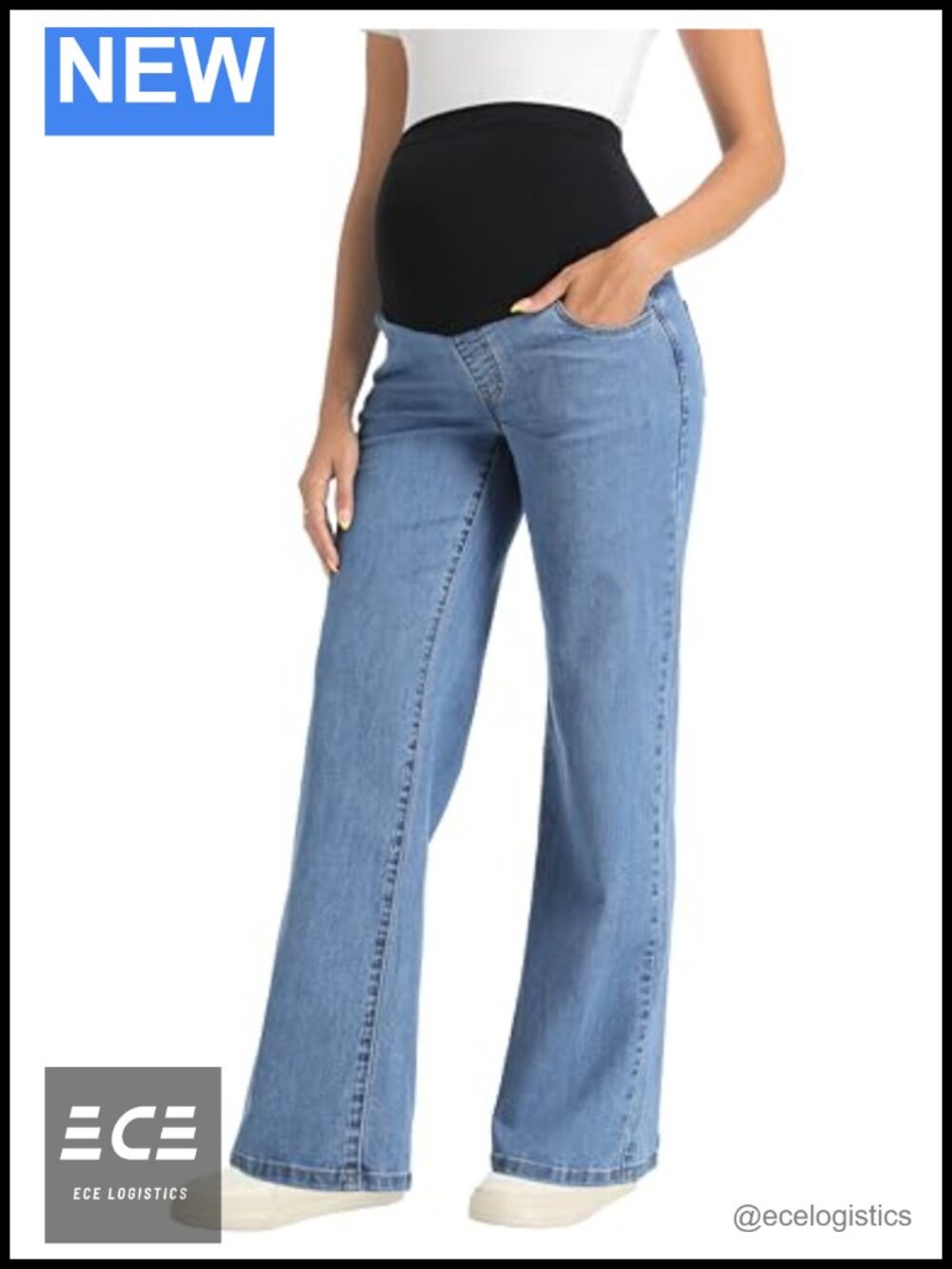 Maternity Jeans Straight Leg Over Belly Stretch Denim Pregnancy Pants